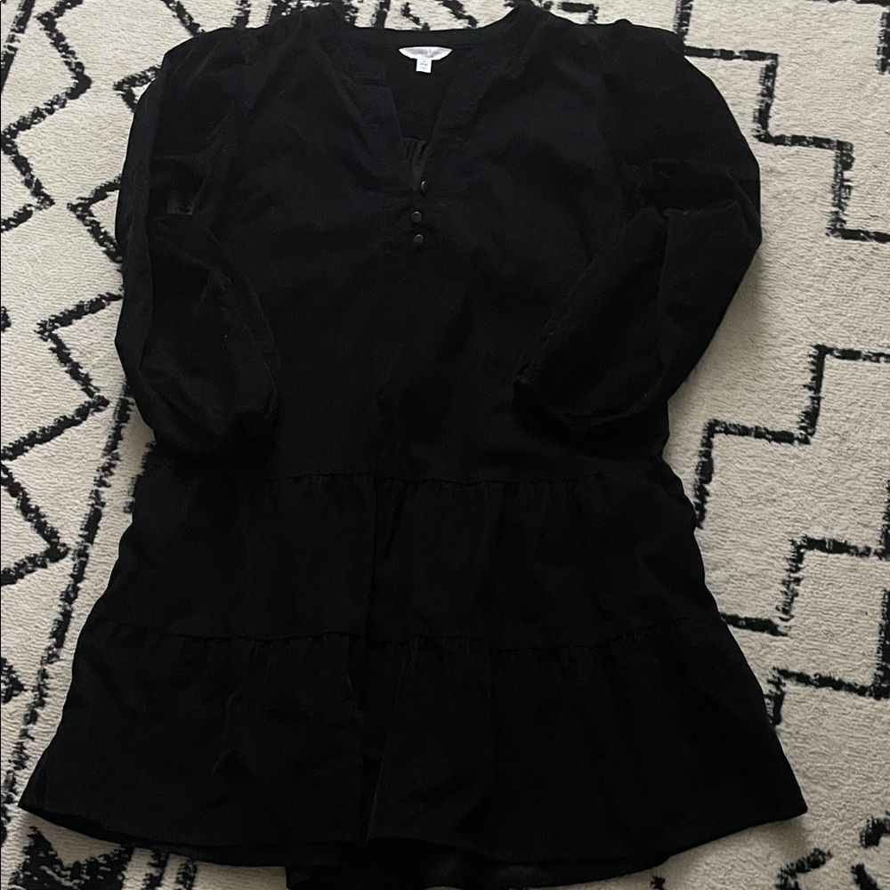 Black corduroy Long Sleeve Dress
